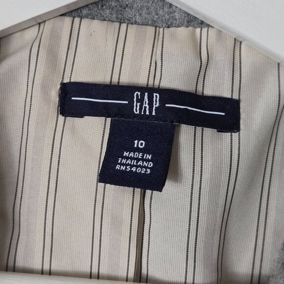 GAP Women's Size 10 Wool Blend Lined Gray Button Blazer Jacket - Picture 3 of 11